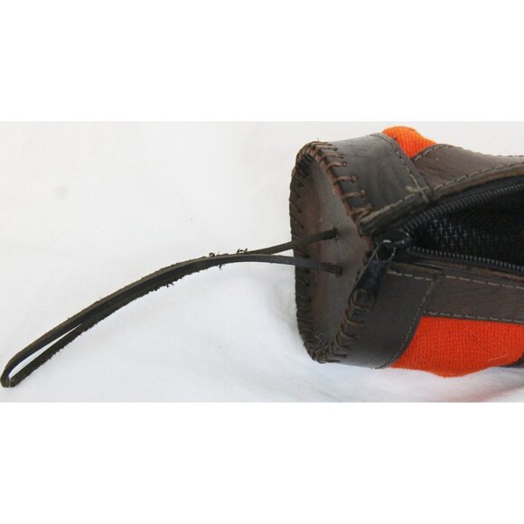 Peruvian Peru Pencil Stationary Case Cylinder Woven Native Blanket Leather Pouch - Picture 9 of 9